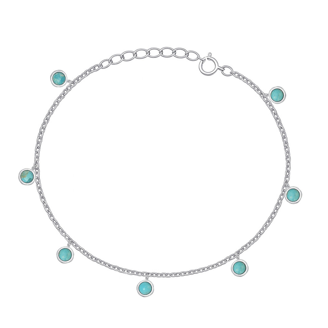Silver Stone Bracelet - Turquoise Charms