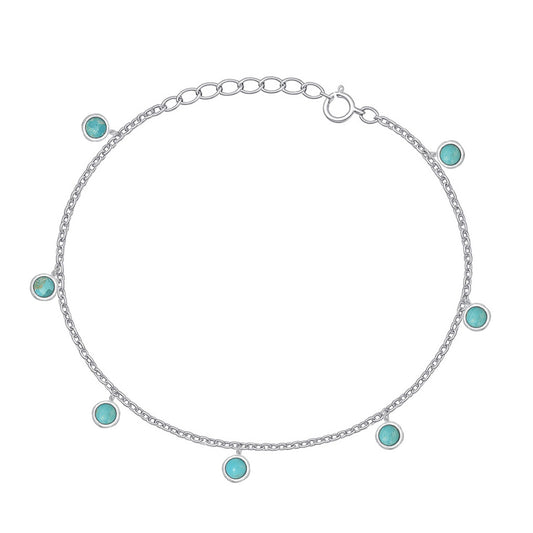 Silver Stone Bracelet - Turquoise Charms