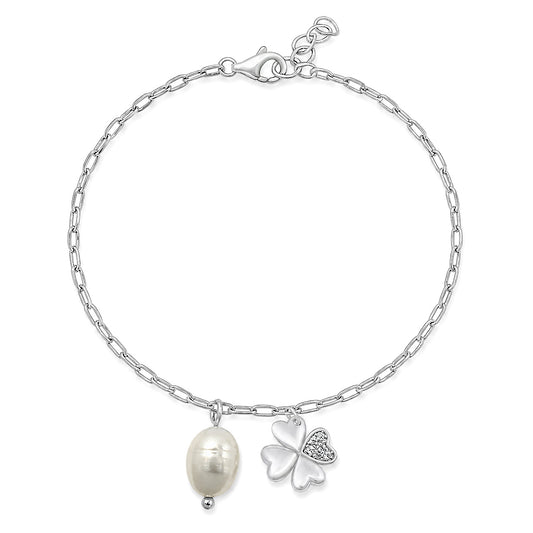 Silver CZ Bracelet - Clover & Pearl
