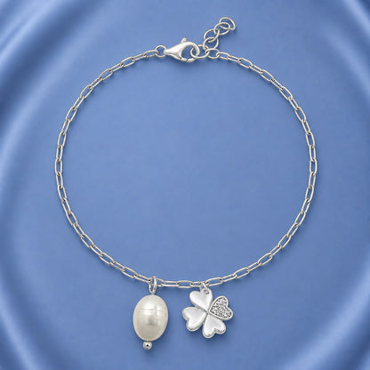 Silver CZ Bracelet - Clover & Pearl