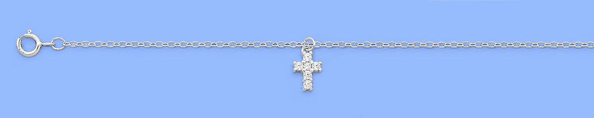 Silver CZ Bracelet - Cross