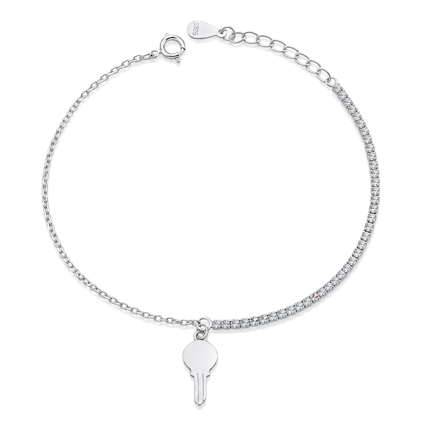 Silver CZ Bracelet - Key