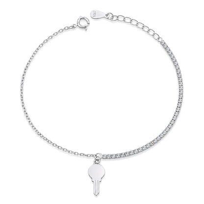Silver CZ Bracelet - Key