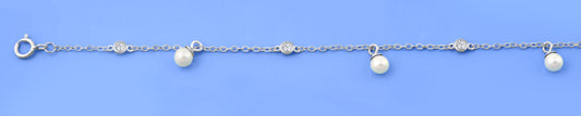 Silver Bracelet - Pearl & CZ