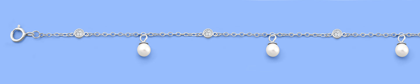 Silver Bracelet - Pearl & CZ