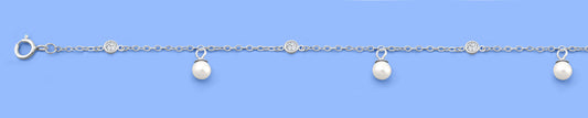 Silver Bracelet - Pearl & CZ