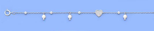 Silver CZ Bracelet - Heart