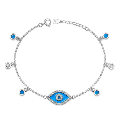 Silver CZ Bracelet - Evil Eye