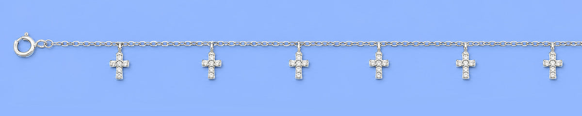 Silver Charm  Bracelet - CZ Cross