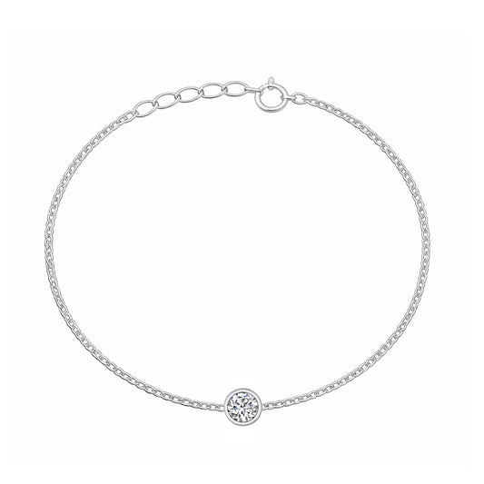 Silver CZ Solitaire Bracelet