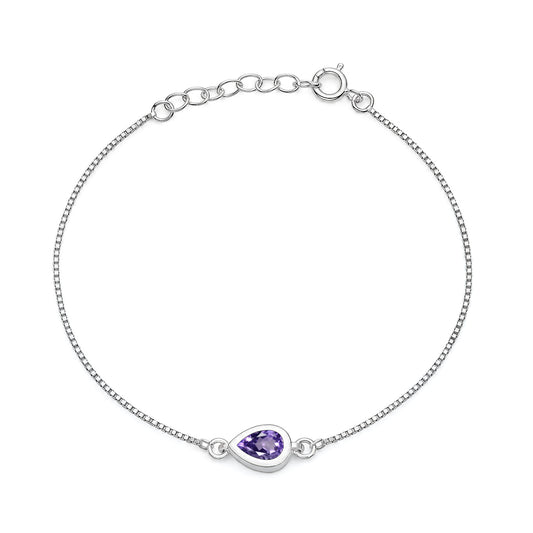 Silver CZ Bracelet - Teardrop