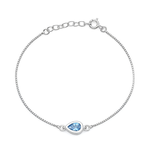 Silver CZ Bracelet - Teardrop