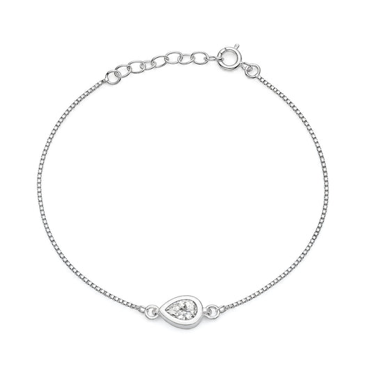 Silver CZ Bracelet - Teardrop