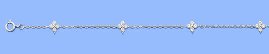 Silver CZ Flower Station  Bracelet
