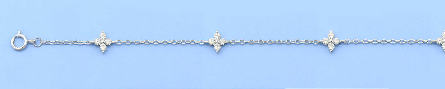 Silver CZ Bracelet - Flower Station