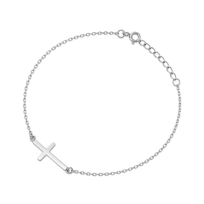 Silver Bracelet - Sideway Cross
