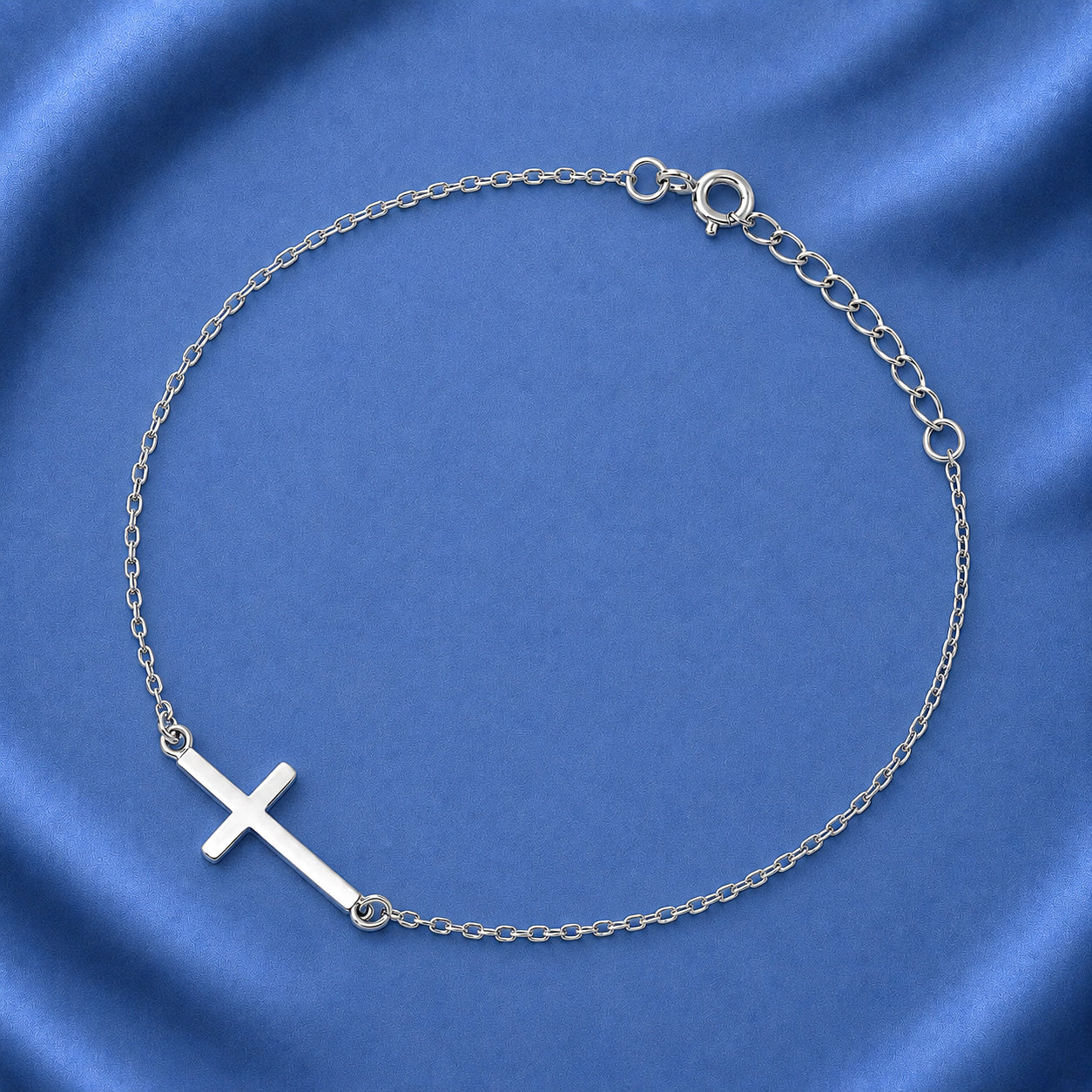 Silver Bracelet - Sideway Cross