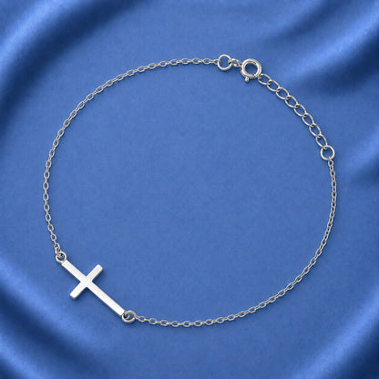 Silver Bracelet - Sideway Cross