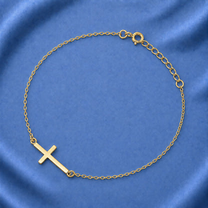 Silver Bracelet - Sideway Cross