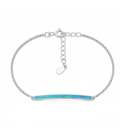 Silver Lab Opal Bracelet - Bar Bracelet