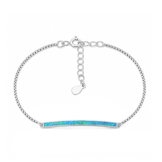 Silver Lab Opal Bracelet - Bar Bracelet