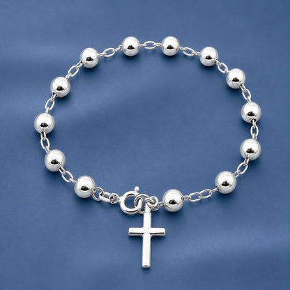 Silver Rosary Bracelet - 6 mm