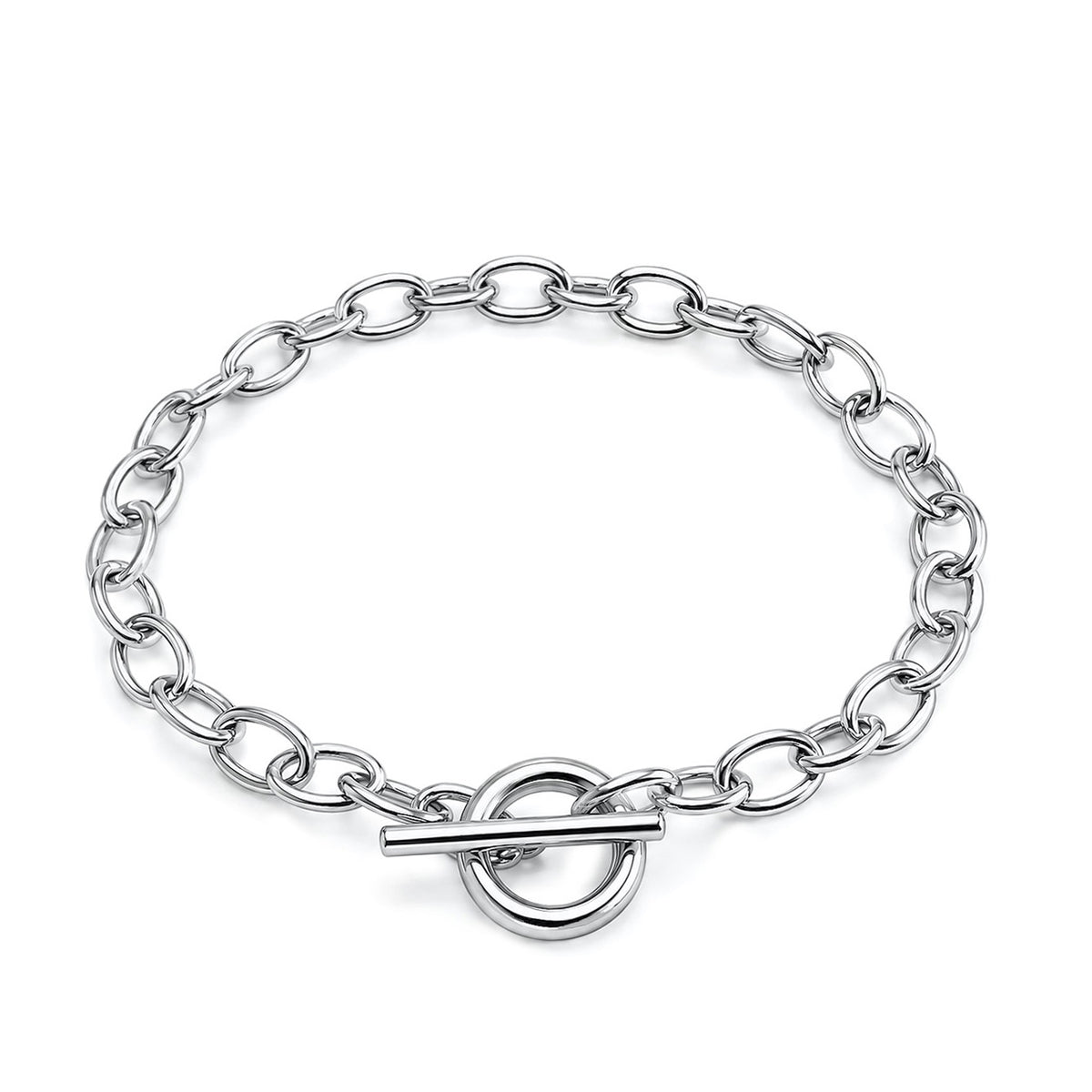 Silver Oval Link Toggle Bracelet - 5mm