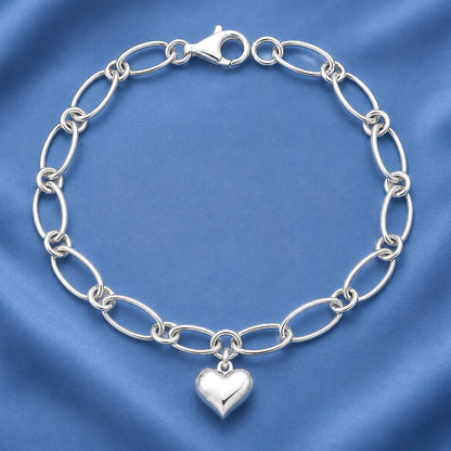 Silver Bracelet - Puff Heart