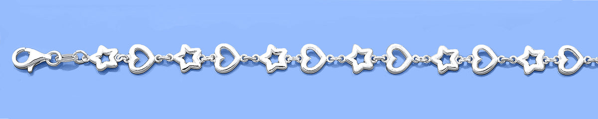 Silver Bracelet - Hearts & Stars