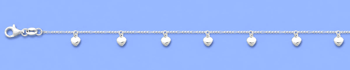 Silver Charm Bracelet - Hearts