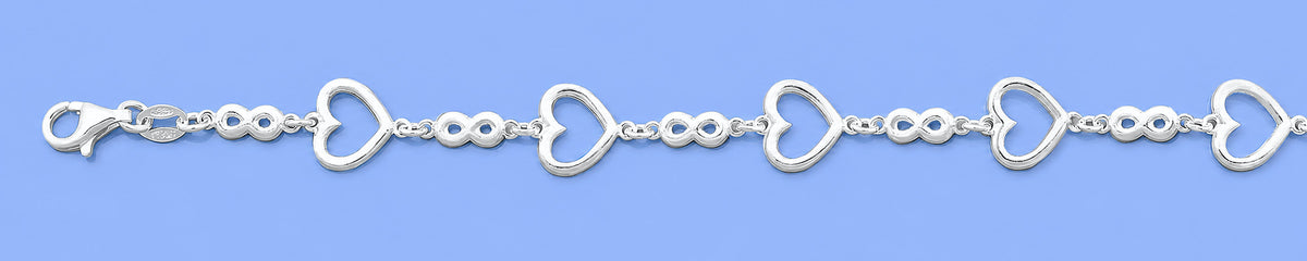 Silver Bracelet - Infinity & Hearts
