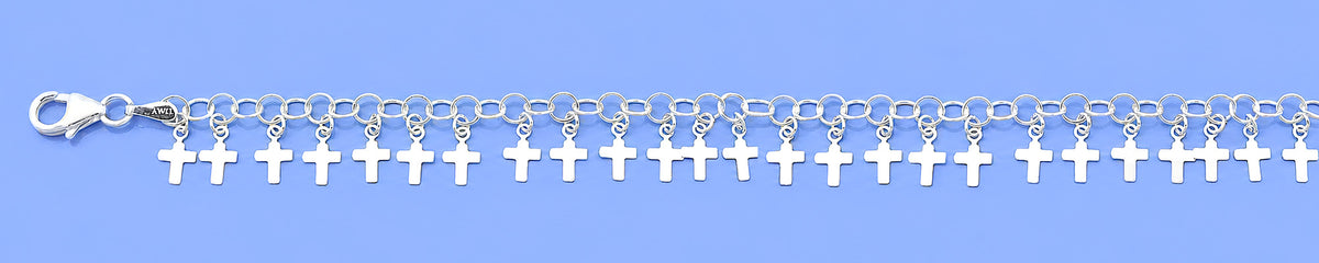 Silver Charm Bracelet - Crosses