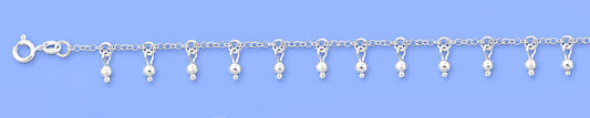 Silver Charm Bracelet - dangling Beads