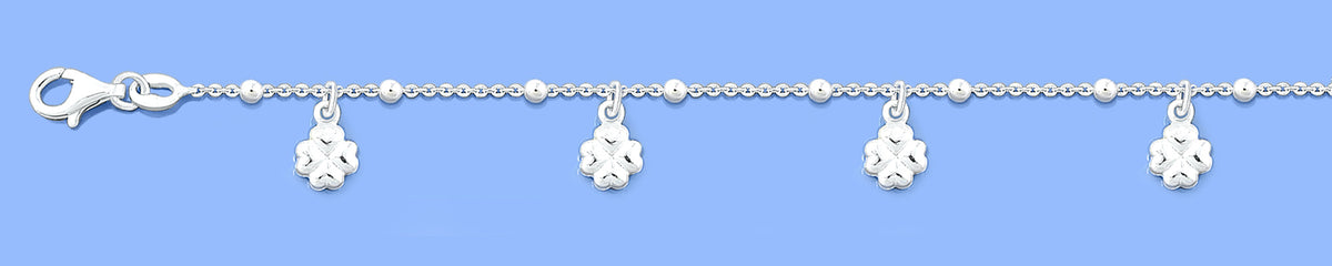 Silver Charm Bracelet - Clovers