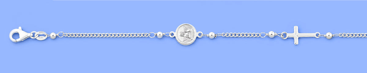 Silver Rosary Bracelet - Angel and Cross