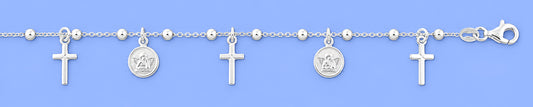 Silver Rosary Charm Bracelet - Angel & Cross