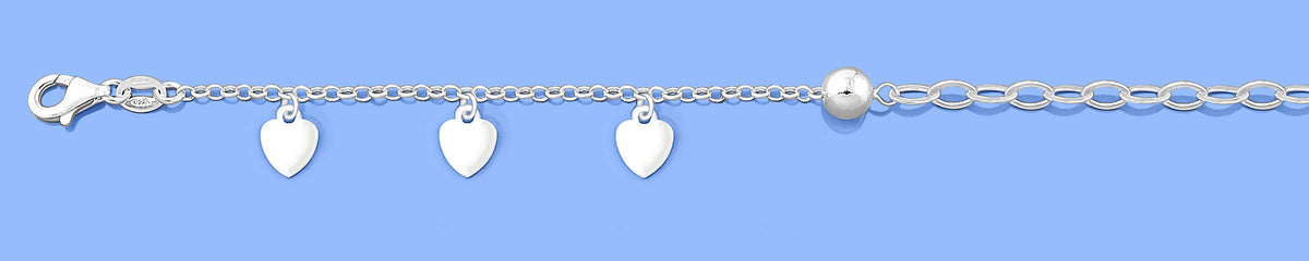 Silver Charm Bracelet - Hearts