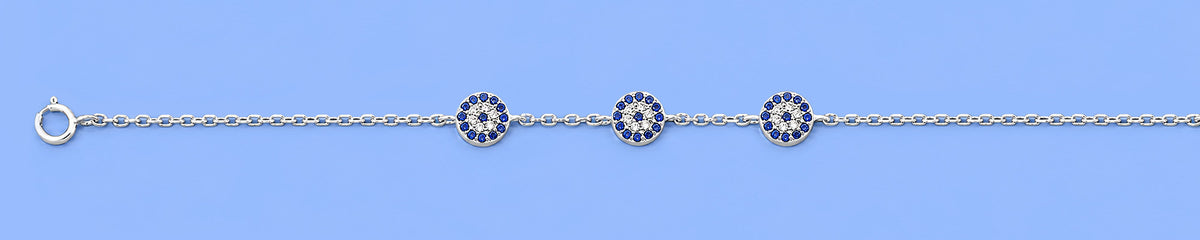 Silver Triple Evil Eye Bracelet