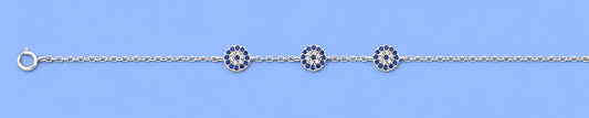 Silver Triple Evil Eye Bracelet