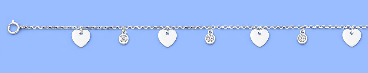 Silver Anklet - Heart