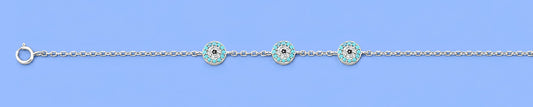 Silver Triple Evil Eye Bracelet