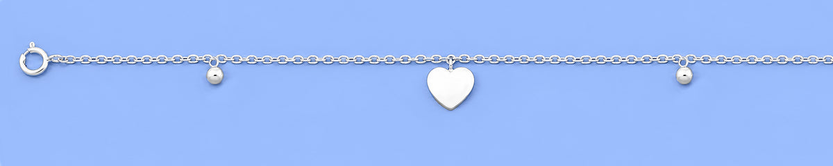 Silver Anklet - Hearts