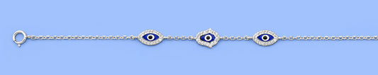 Silver CZ Bracelet - Evil Eye