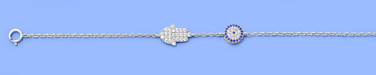 Silver CZ Bracelet - Hamsa