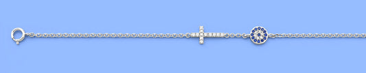 Silver Evil Eye and Cross Braclet