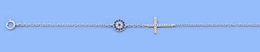 Silver CZ Bracelet - Cross