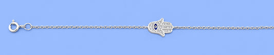 Silver CZ Bracelet - Hamsa & Evil Eye