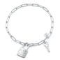 Silver  Love Lock & Key Bracelet