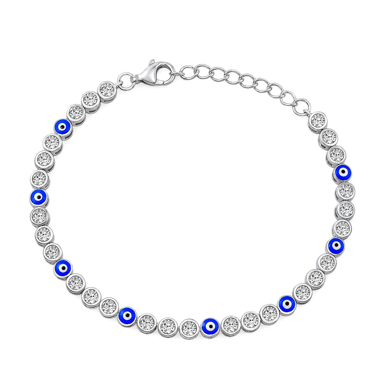 Silver CZ Bracelet - Evil Eye