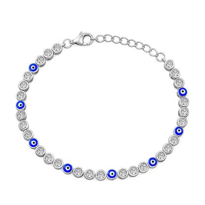 Silver CZ Bracelet - Evil Eye